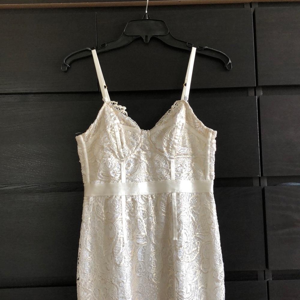 White and gold lace VS dress